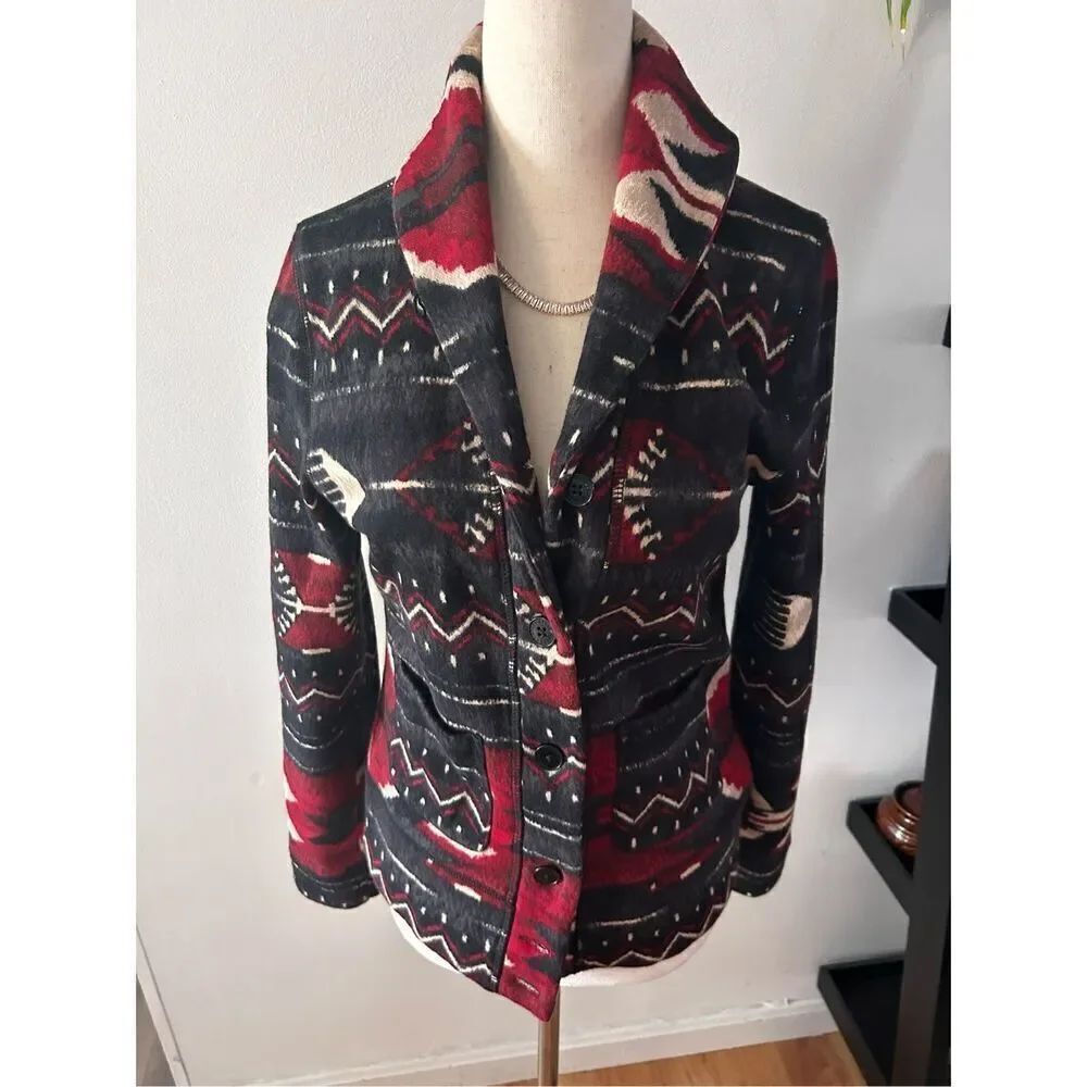 RALPH LAUREN Aztec Southwest Print Button Down Cardigan size PS sweater